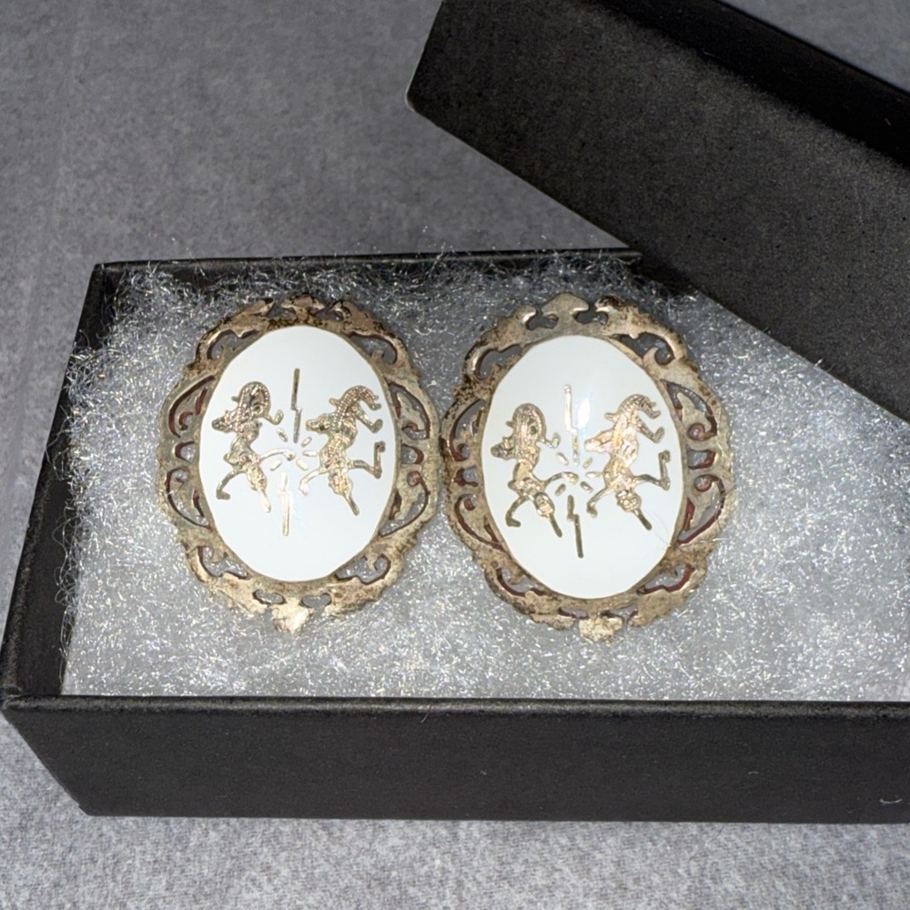 Vintage 1950's Screw back Earrings/SIAM Sterling Silver Jewelry pre owned